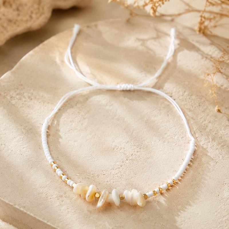 New Bohemian gravel rice ball hand rope irregular natural stone adjustment woven bracelet couple bracelet