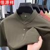 Мужская футболка Hengyuanxiang из смесовой хлопково-льняной ткани с воротником-стойкой
