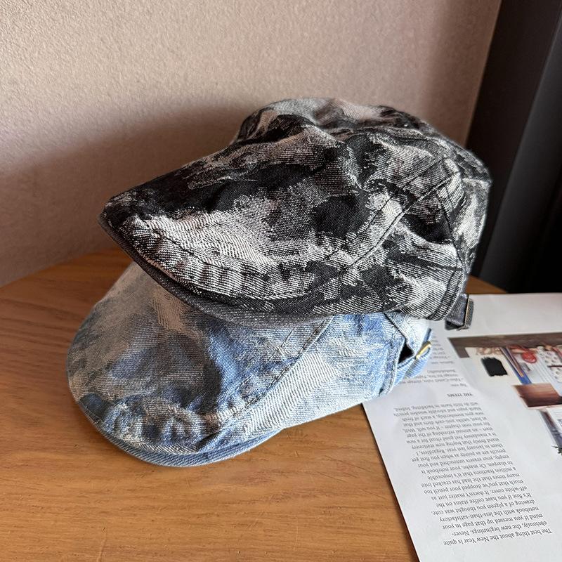JYL TS DIY Джинсовая кепка Мужская Японская Винтажная Стиранная Повседневная Кепка-газетчик Художник Джинсовая