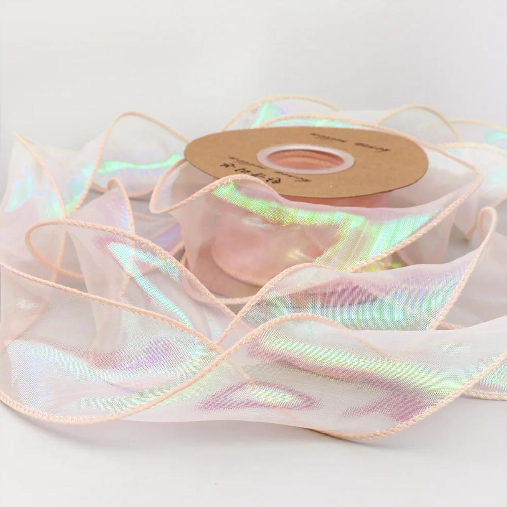 Рыбий хвост пряжа лента букет упаковочный материал радужного цвета кружевной хвост пряжа лента волна шифон пряжа подарочный ремешок