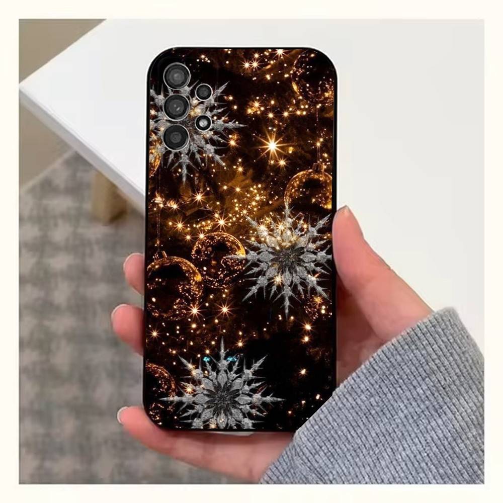 Художественный чехол со снежинками на Рождество для Samsung S10, Plus, S9, S22, S25, Ultra, S24, S21, S20, S23, FE, Lite, Мягкий силикон, Черный