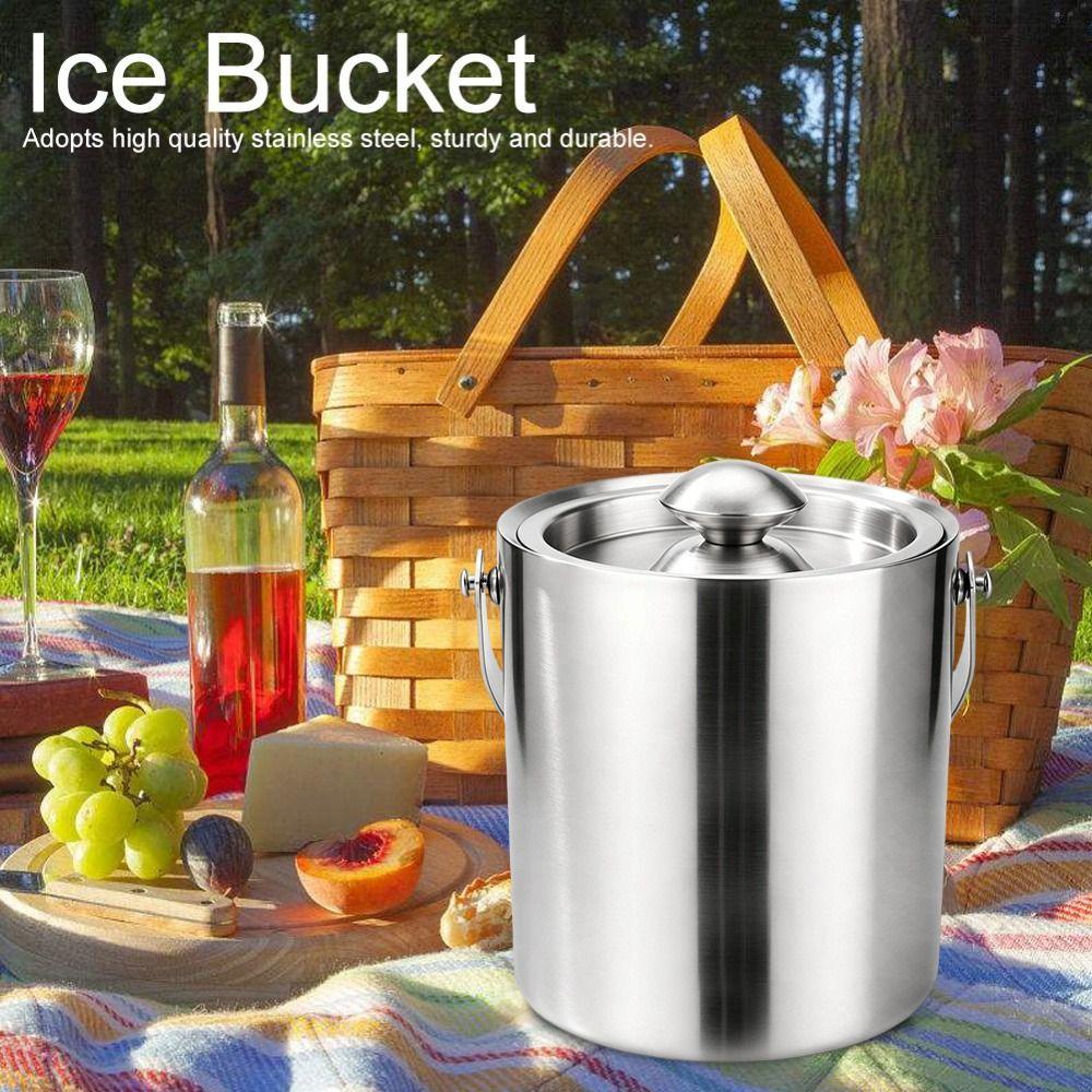 Double Walled Ice Bucket with Cover With Lid Insulated Ice Bucket Double Walled Ice Bucket Bar