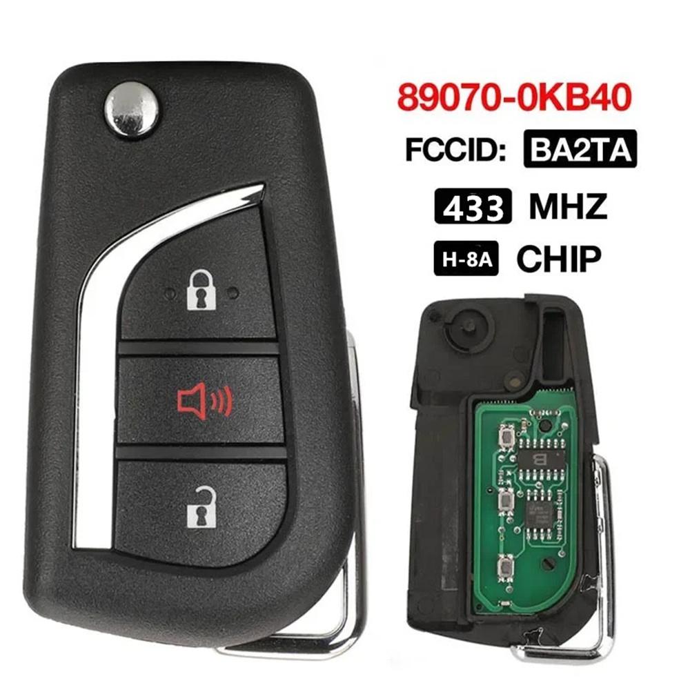 For 15-22 Toyota Hilux Vios RAV4 Yaris FCCID BA2TA 3 Button Key 433MHz H-8A Chip
