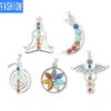 Yoga Seven Chakras Semigem Aura Symbol Cho Ku Rei Moon Angel Wing Jewelry Pendant