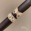 Zircon Openstyle Copper Ring For Women In Light Gold With Modern Geometric Shape