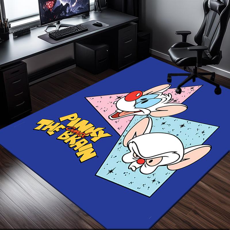 Pinky Brain's Adventure Rug Office Carpet Non-Slip Mat, Chair Rug Floor Covering for Gaming, Bedroom, Living Room , Home Decor Christmas Gift