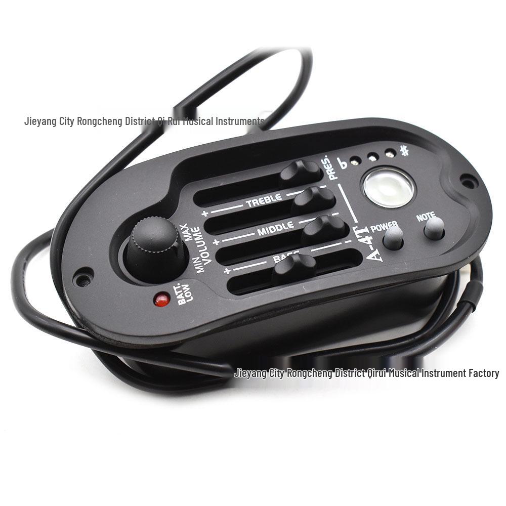A-4T Oval Four-Section Folk Guitar Pickup EQ Equalizer with Piezo and Rubber Panel