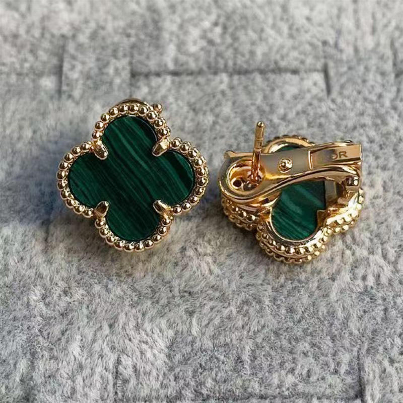 Серьги Four Leaf Grass, легкие роскошные белые рябчики с красным агатом и малахитом, женские серьги-гвоздики