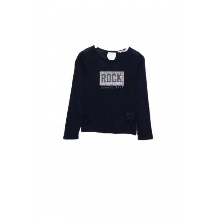 T-Shirt Fille - KAPORAL - Manches Longues - Bleu - Taille 10 Ans - 100% Viscose
