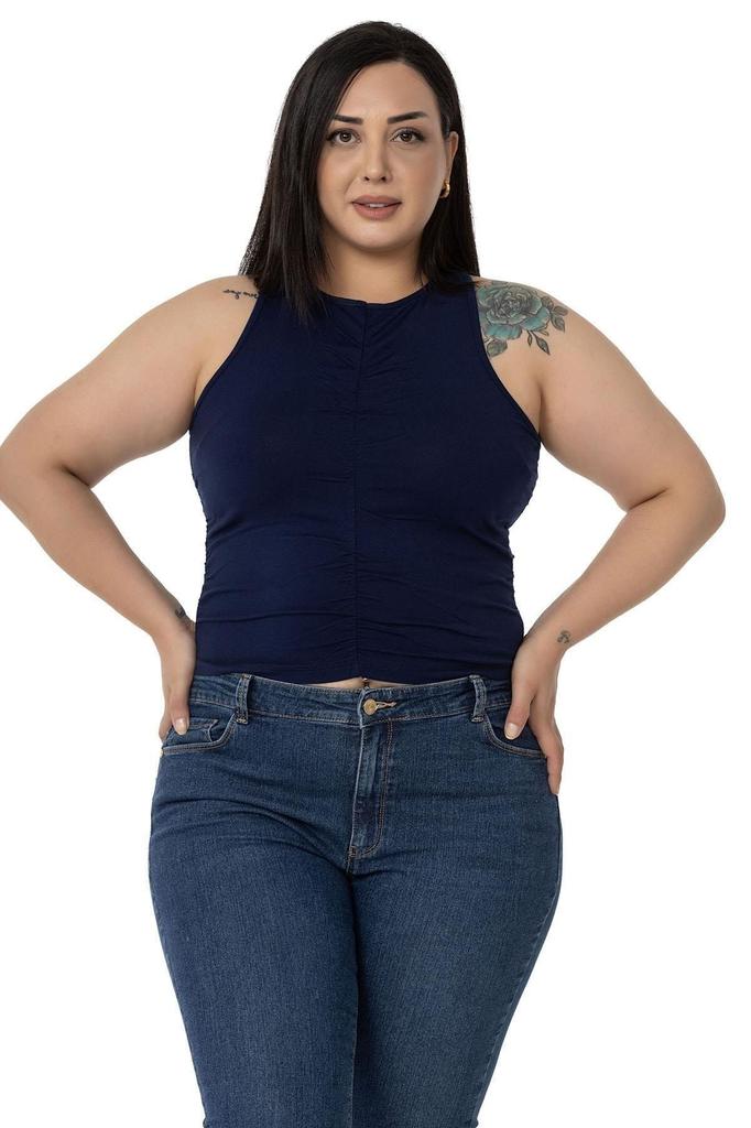 Women's Style Big Size Body Plus Size Halter Neck Mink Body With Draped Front And Sides