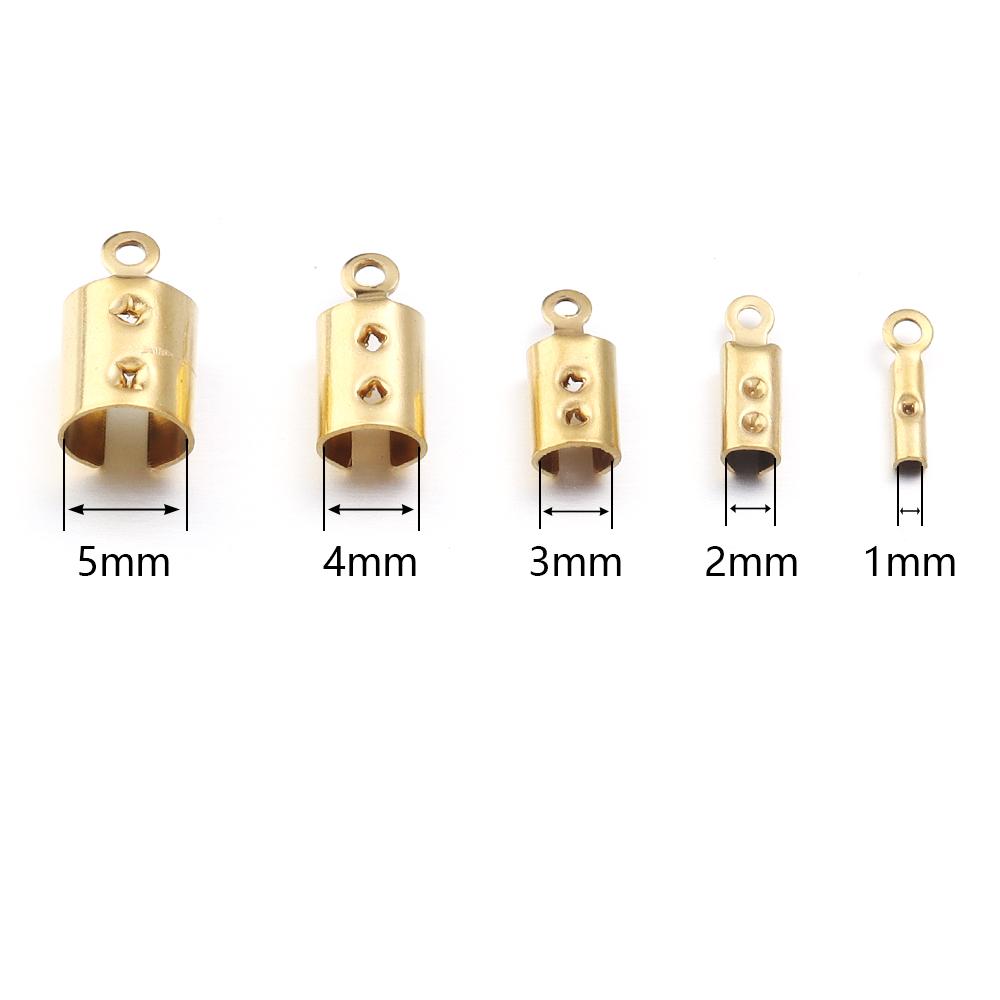 High Quality Stainless Steel Crimp End Beads Caps Leather Cord Clip Tip Fold Crimp Bead Bracelet Connectors For Jewelry Making