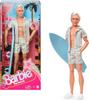 Barbie Movie Ken Doll Pastel Pink and Green Striped Beach Matching Set with Surfboard and White Sneakers