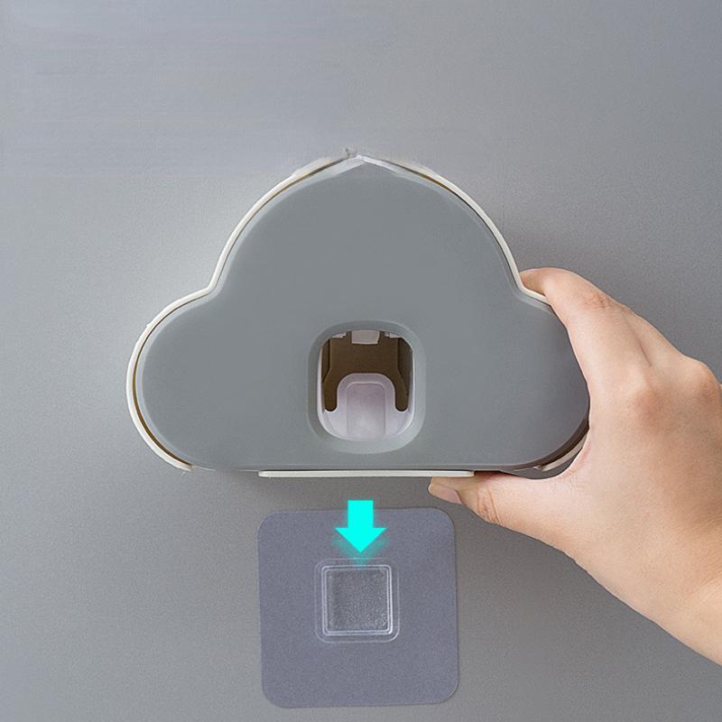 Cloud Toothpaste Squeezer Hand Free Toothpaste Dispenser with Toothbrush Holder Wall Mounted Toothpaste Dispenser for Kids Gifts