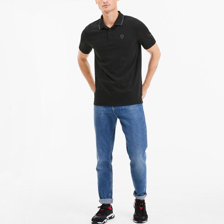Puma X Ferrari Collaboration Ferrari Racing Series Повседневная рубашка поло с коротким рукавом с логотипом Мужские рубашки поло черного цвета 596124-01