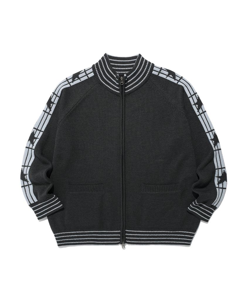 ISTKUNST Star Track Knit Zip Up_Charcoal(Ik2Ffmk684A)