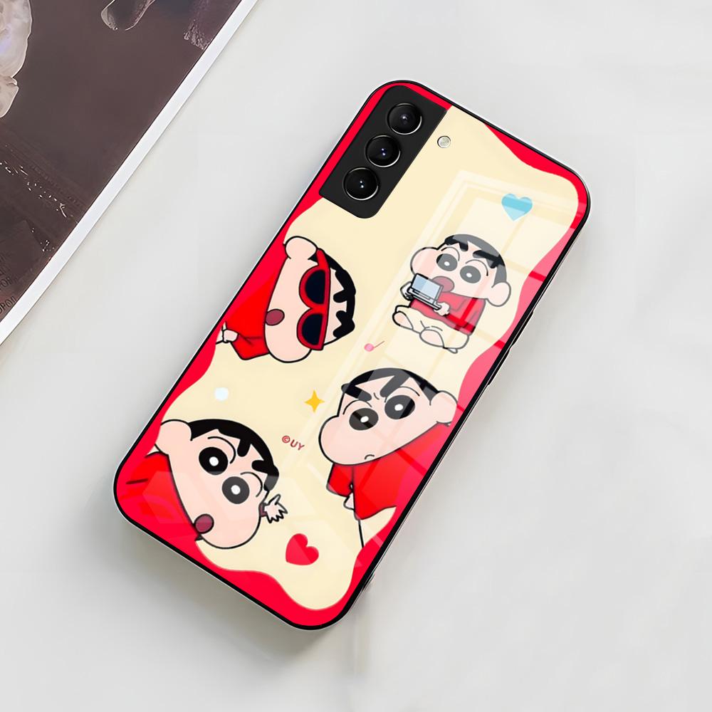 Чехол для телефона C-Crayon S-ShinChan для Samsung A56 A36 A26 A16 A15 A25 A35 A55 A14 A34 A24 A54 Стеклянный чехол
