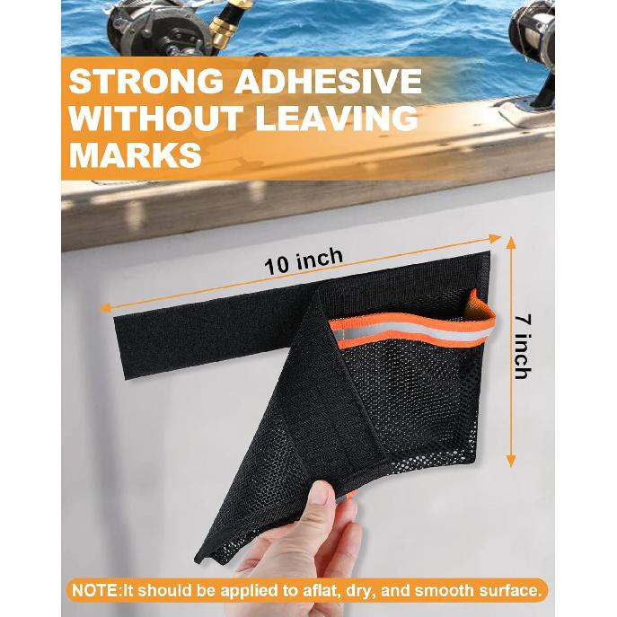 Self-adhesive Boat Storage Bag with Lid Reflective Leak-Proof Boat Marine Mesh Bag Strong Adhesive Boat Storage Fishing Tools 7