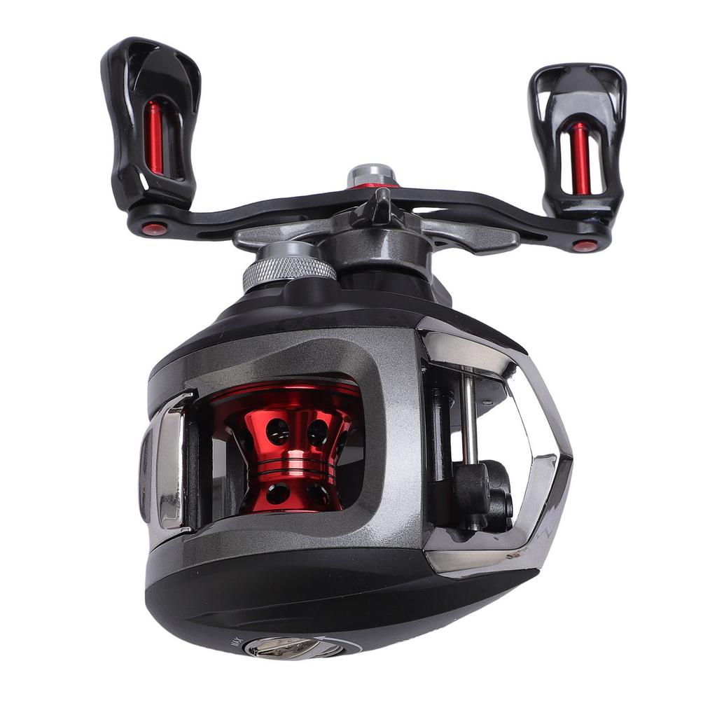 Left Handed Baitcast Reel 17.6lb Double Line Cup 6.3:1 Gear Ratio Magnetic Double Braking Fishing Reel with Drag Alert