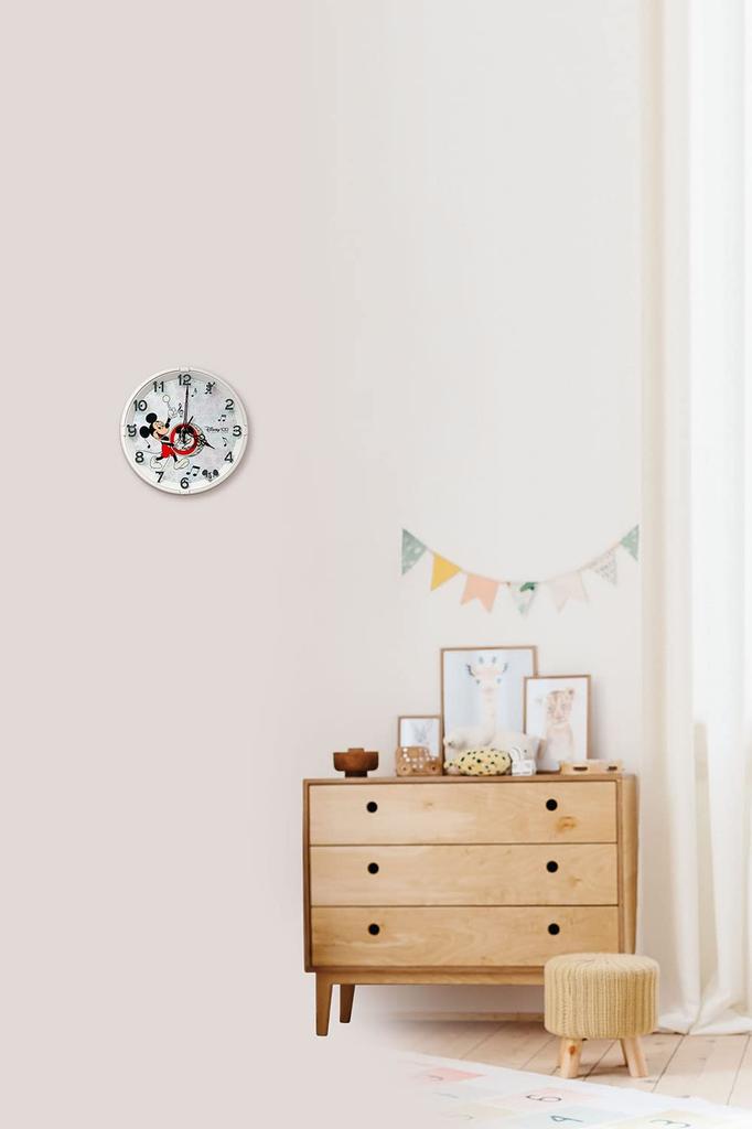 RHYTHM Disney 100th Anniversary Disney 100 Wall Clock Dial Changes When It Gets Dark Silent White 8MG817MC72 (Mickey Mouse) 28×5.2cm