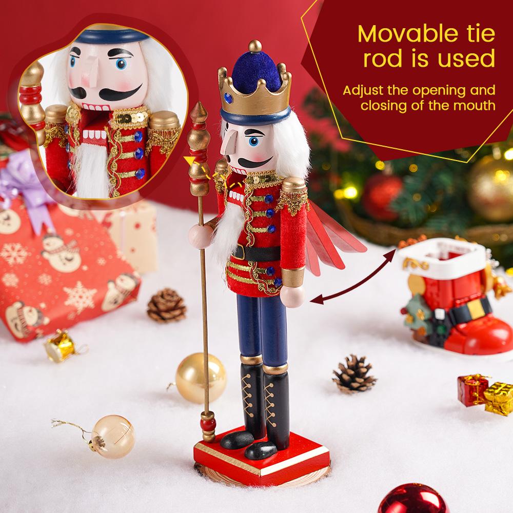 1Pcs/3Pcs 38CM Christmas Nutcracker Soldier Puppet Desktop Ornament Wooden Handmade Doll Home Decoration Christmas Gift
