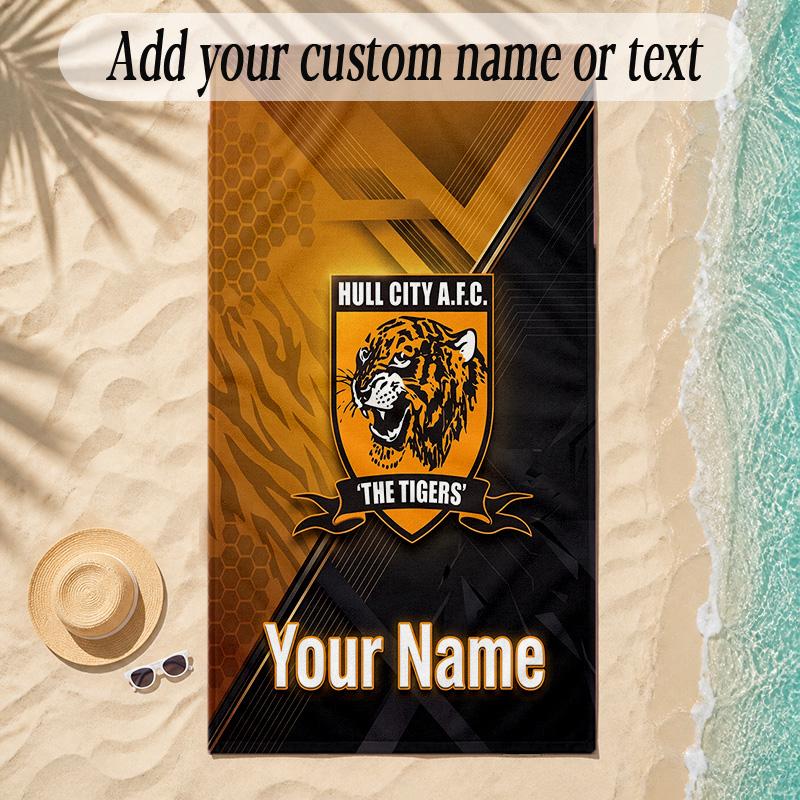 Beach TowelHull FC Custom Name Text Personalized Soft Towel for Beach Pool Indoor Home Decor Gift
