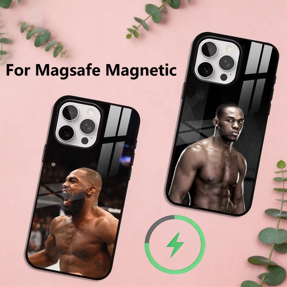 Чехол для телефона Boxing J-Jon J-Jones Bones для iPhone 17, 16, 15, 14, 13, 12, 11 Plus, Pro, Магнитный, Для беспроводной зарядки Magsafe