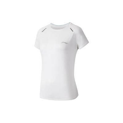 Футболка Li Ning Running Series, однотонная, быстросохнущая, дышащая, с коротким рукавом, женская, белая ATSS554-1