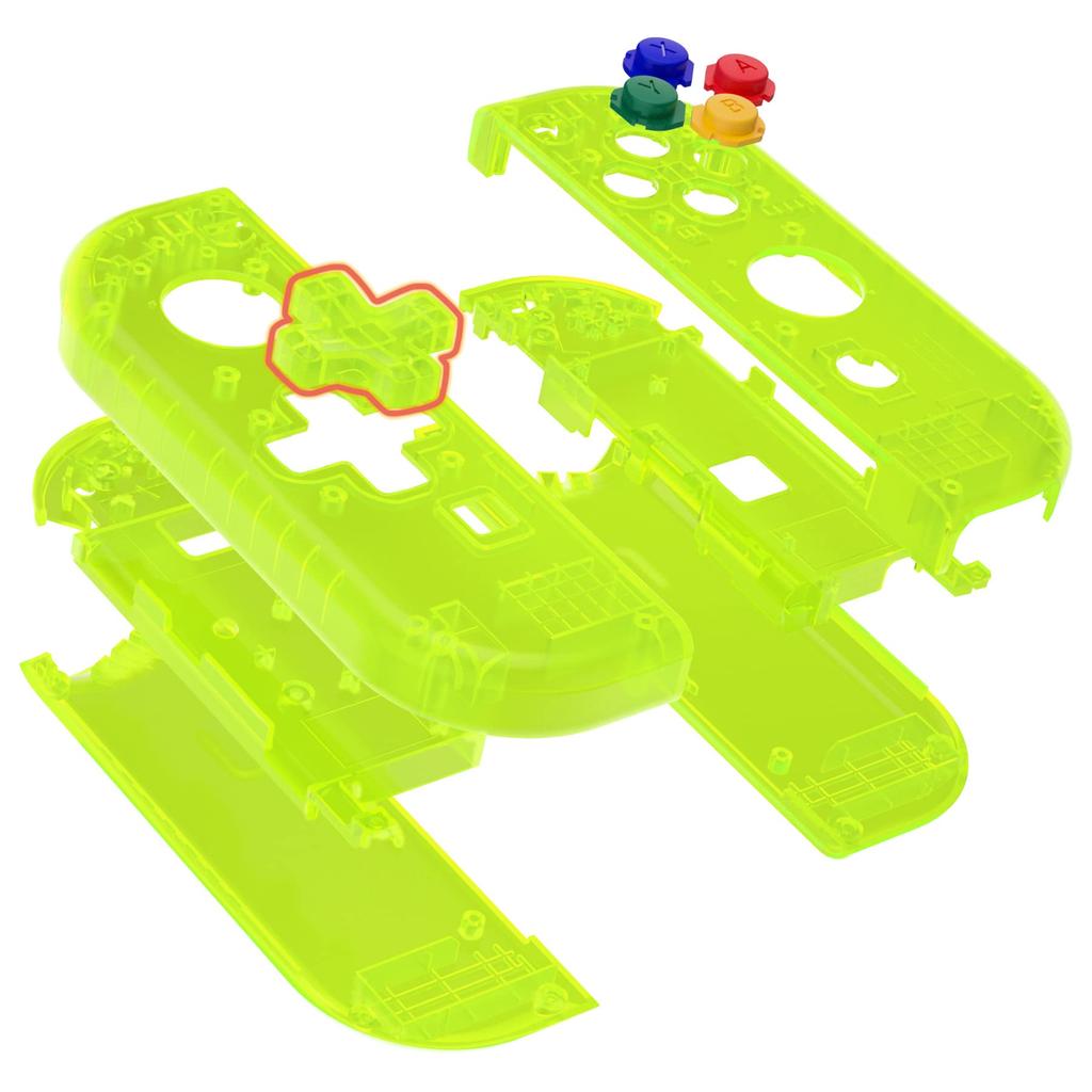 EXtremeRate Switch Прозрачный корпус ручного контроллера, совместимый с и Switch, также включает в себя полный набор кнопок и чехол для консоли, не