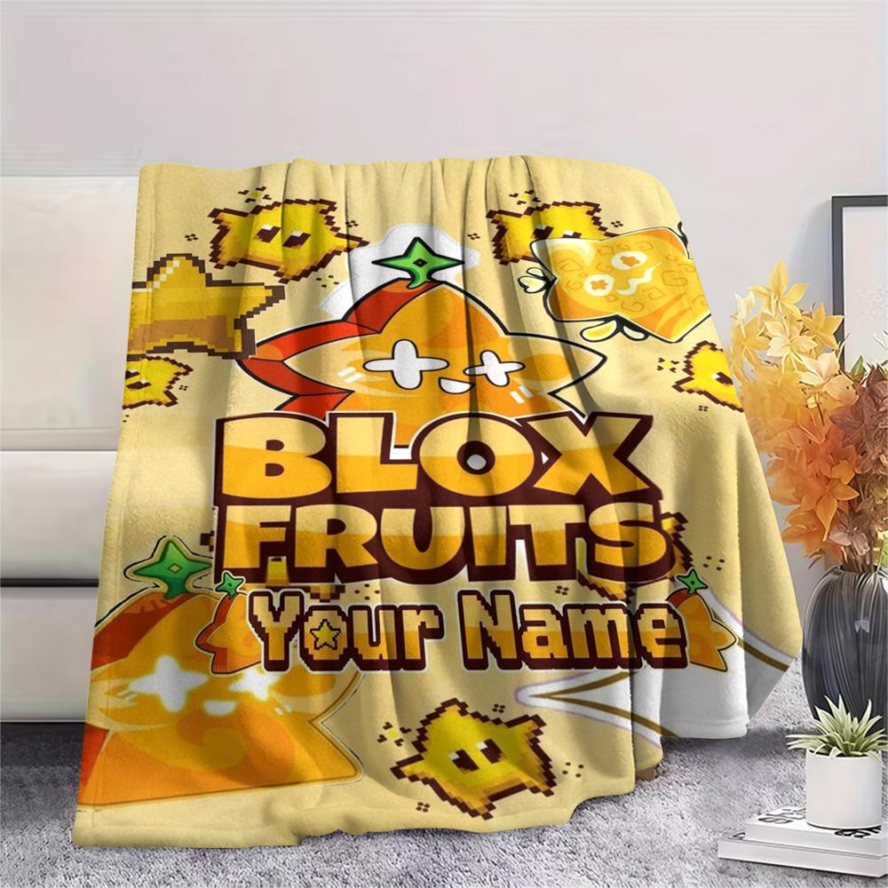 1PC Bloody Fruits Adventure Custom Name Patterned Flannel Blanket Suitable For All Seasons For Home Decor Warmth And Comfort Gifts Holiday Present