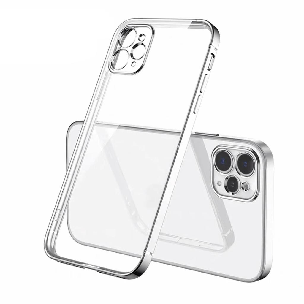 Роскошный квадратный силиконовый прозрачный чехол для телефона iPhone 15 14 11 12 13 Pro Mini Xs Max X Xr 7 8 Plus, мягкий чехол с покрытием Farme Shell