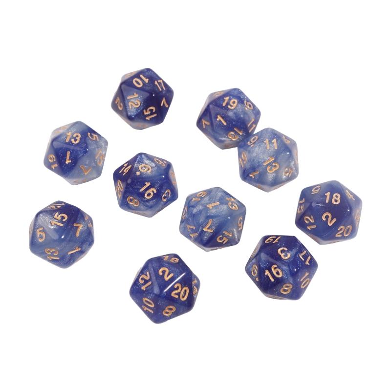 10 шт. многогранные игральные кости для ролевых игр, акриловые 20-сторонние двухцветные игровые кости для эстетичного сознательного настольного игрока, простые в использовании 24BD