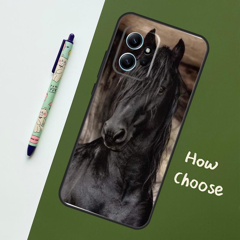 Красивая черная лошадь Для Xiaomi Redmi Note 12S 11S 10S 9S Note 12 8 9 10 11 Pro Чехол для телефона Для Redmi 12 9 C 10C
