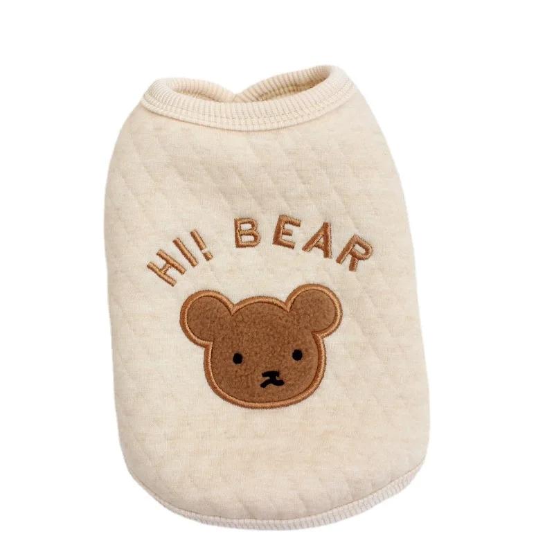 Ins Хлопковый жилетный костюм осень-зима утепленный плюшевый питомец собака бишон померанский шпиц кошка одежда зимняя одежда для маленьких собак футболка для собак