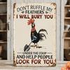 Humorous Rustic Rooster Metal Sign with Distressed Finish Ideal As Vintage Wall Decor for Man Cave Farmhouse Garage Porch Cafe