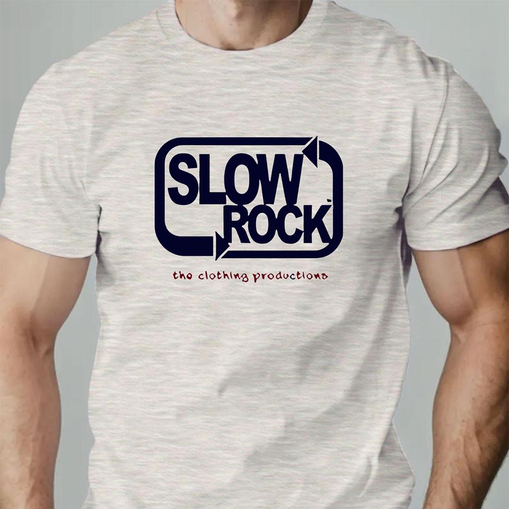 Мужская футболка с принтом Slowrockk, летняя модная, для отдыха, дышащая, с круглым вырезом, высококачественная мужская одежда