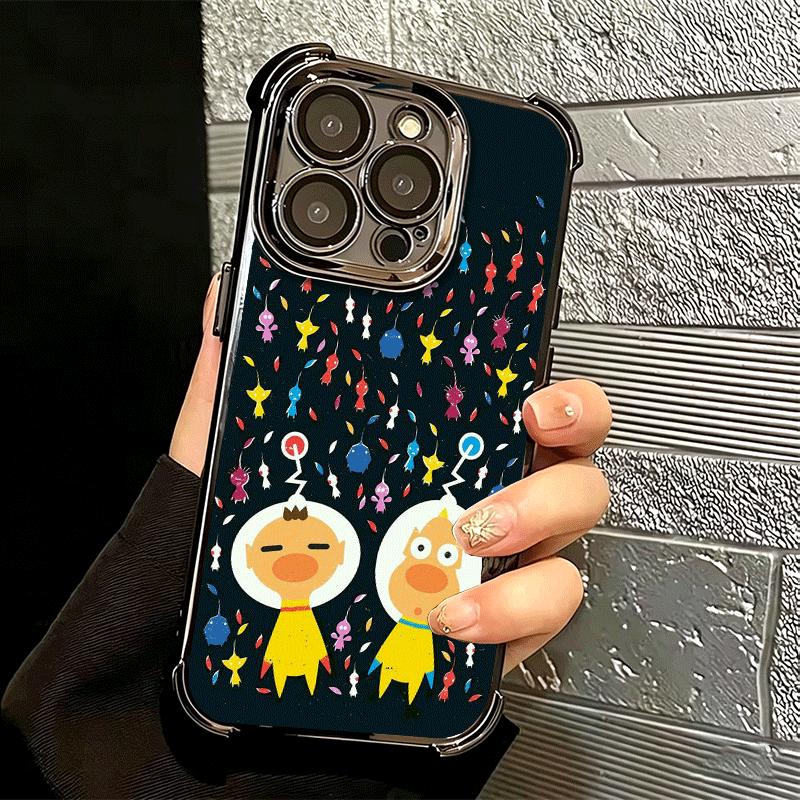 P-Pikmins Cute Game Soft Phone Case For iPhone 15 16 17 Air 14 Pro Max 16E Plus 13 12 Mini Plating Anti-Fall Fundas