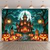 7x5ft Halloween Castle Backdrop Spooky Cemetery Banner
