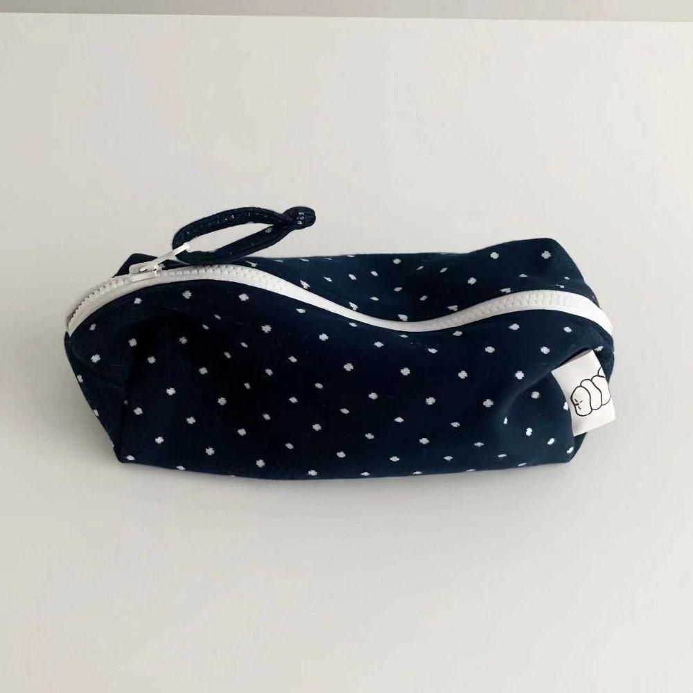 Sweet Pencil Case Polka Dot Zipper Stationery Pouch Pencil Storage Bag School Office Supplies