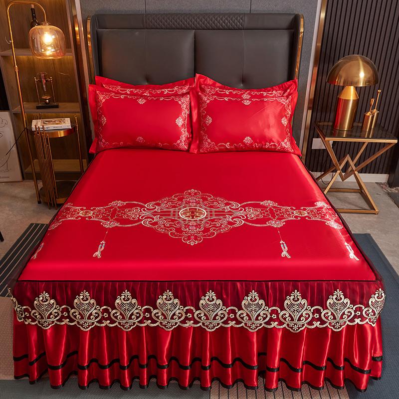 Роскошное кружевное гладкое прохладное летнее покрывало Толстая домашняя юбка-кровать + наволочка Простыни с вышивкой Покрывала в европейском стиле