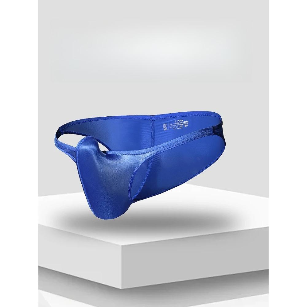 Men's Underwear Shinny Satin Upturned Narrow-sided Briefs Low-rise Sexy Tight-fitting Half-wrapped Buttocks U-jerk 3D Pouch