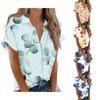 Women's Short Sleeved Shirt, Daily Fashion Printed Button Top, Chest Pocket Cardigan