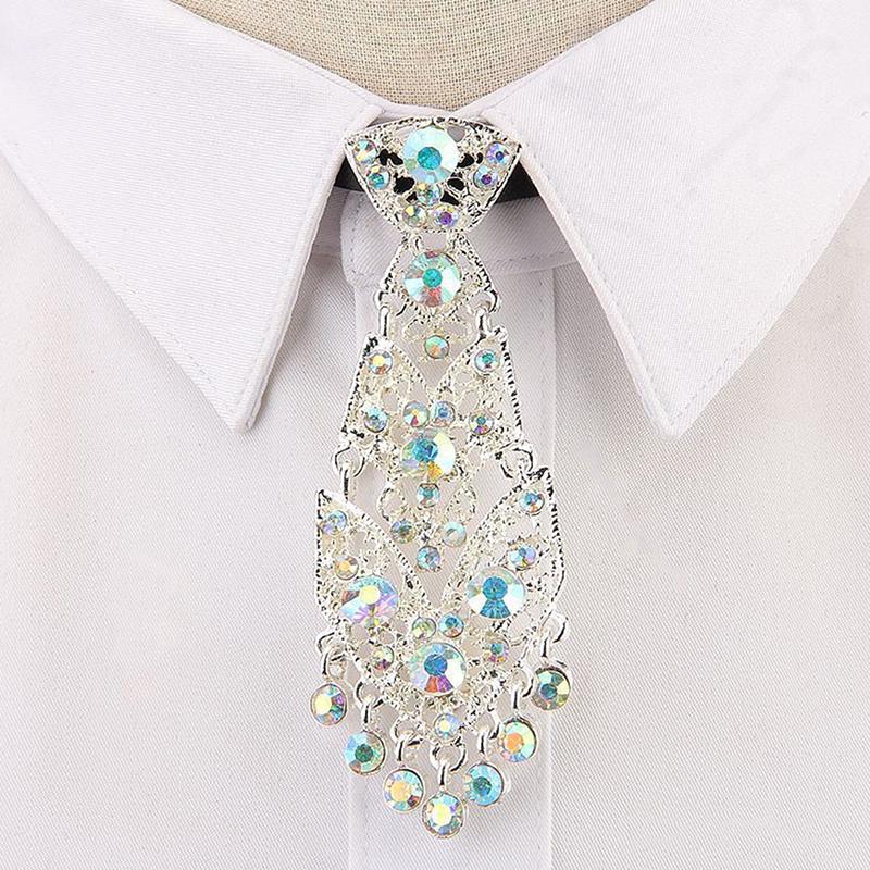 Personality Crystal Neckties Wine Party Wedding Ceremony Metal Short Luxury Tie Men Accessories