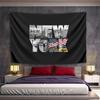 New York Cityscape with Flag Design Pattern Wall Hanging Tapestry Decorative Tapestry Home Decor for Bedroom and Living Room
