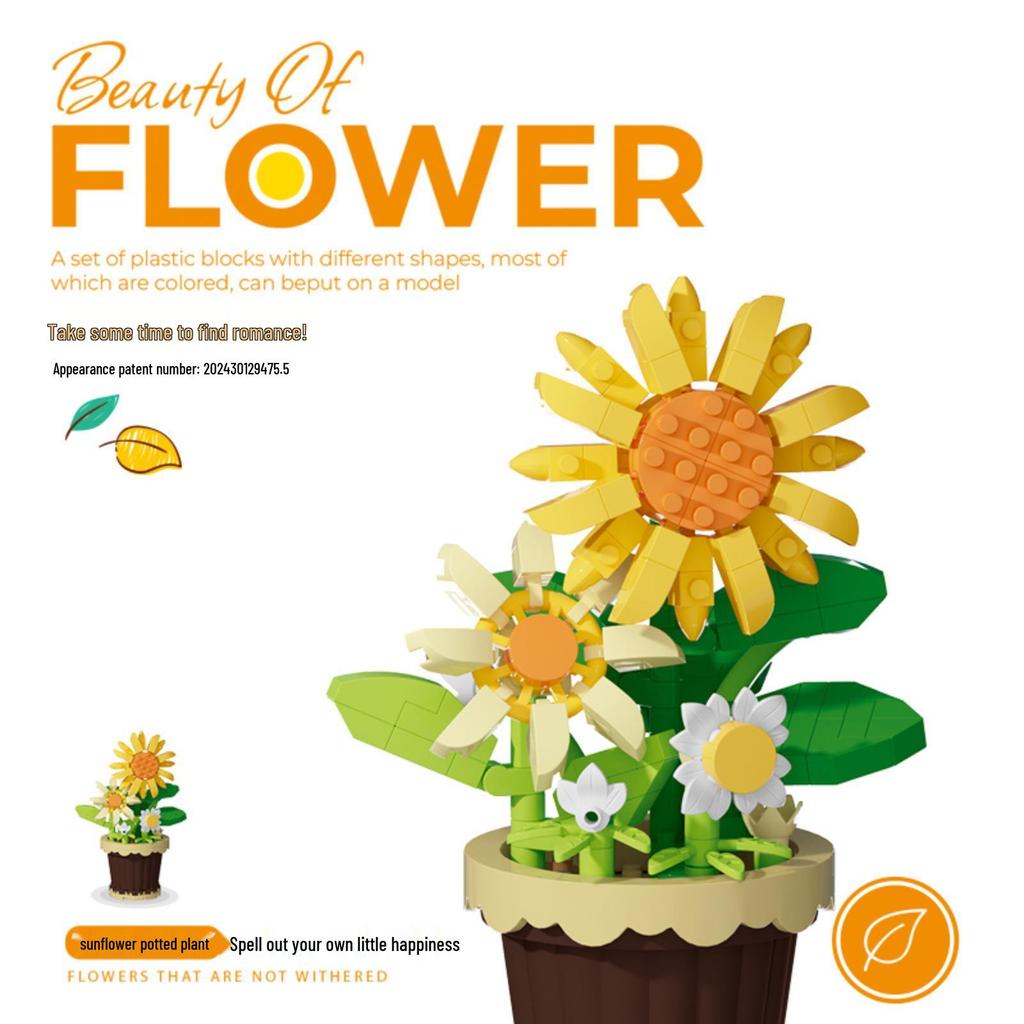 Succulent Building Blocks Toy Set for Girls - Compatible with Leji, Small Particle Potted Plants & Flowers Assembly