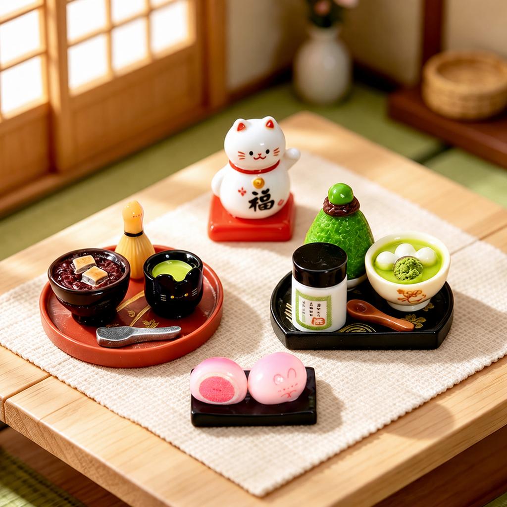 Japanese Matcha Dessert Resin Miniatures for Dollhouse DIY Decor Craft Scenes
