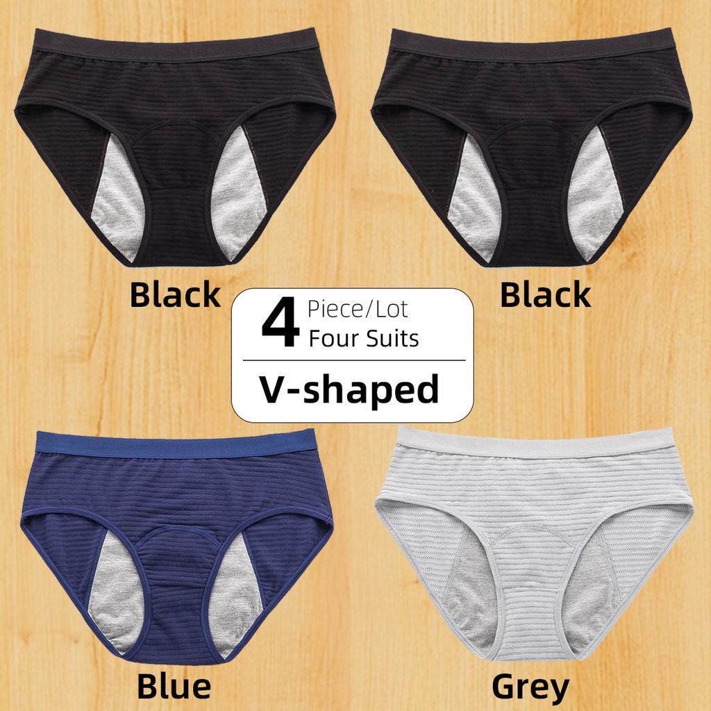 4Pieces/Lot Three-layer Leak-proof Comfortable Breathable Menstrual Period Panty Hip Lift Design Women's Panties Underwear Briefs