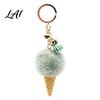 Plush Ice Cream Keychain for Backpacks Key Holder Car Fluffy Cone Bag Charm Decorative Pendant with Metal Ring Chain
