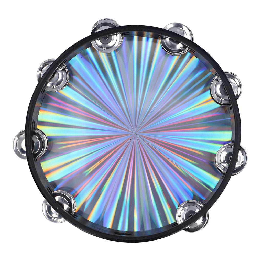 Сияющий бубен Светоотражающий Чистый Звонкий Звук Двухрядный Колокольчик Барабан Ручной Ударный Инструмент 10 Дюймов