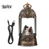 Lighted Snow Ball for Christmas Lantern with Music Glittering Swirling, Birdcage Design Santa Tabletop Ornament Claus Snowing Water Lantern,