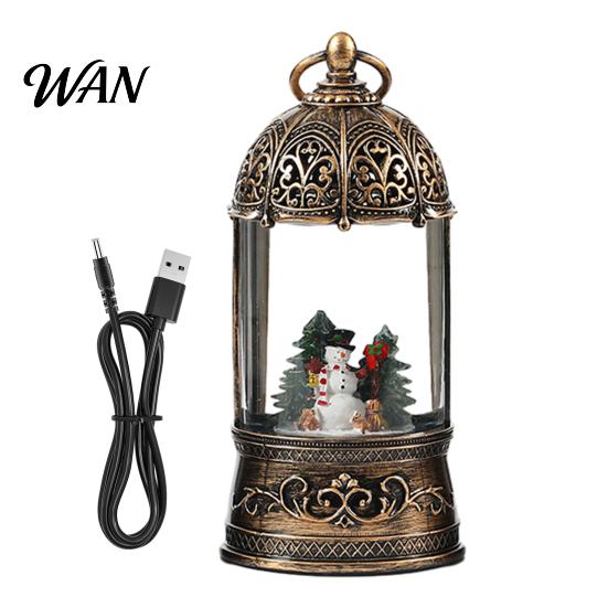 Lighted Snow Ball for Christmas Lantern with Music Glittering Swirling, Birdcage Design Santa Tabletop Ornament Claus Snowing Water Lantern,